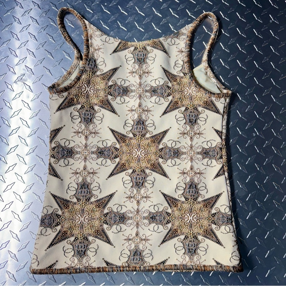 Chanel 2006 Vintage Crystal Studded Star Skirt/Camisole Set in Gold/Ecru - Picture 7 of 7